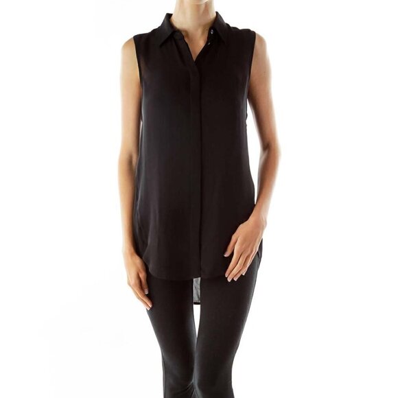 J.Crew Black Sleeveless Silk Shirt - Picture 1 of 3